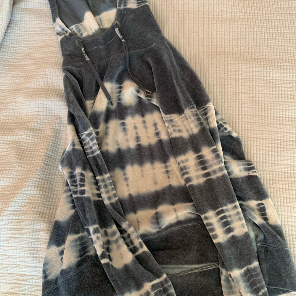 a navy blue and white hoodie